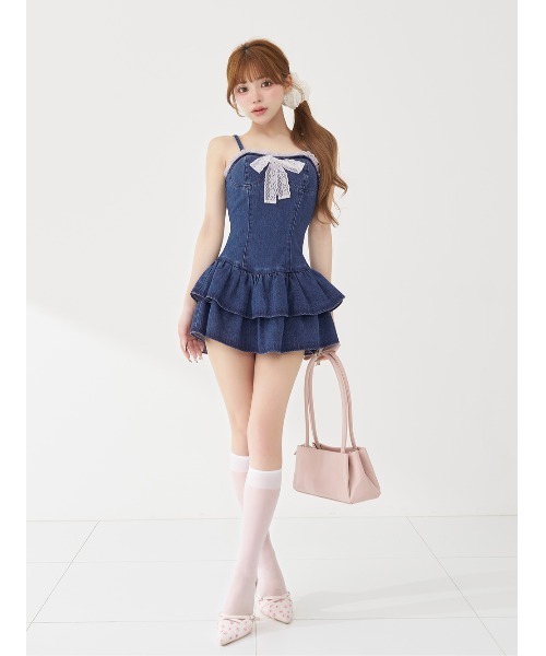 Darich（ダーリッチ） ワンピース コルセットデニムレースミニ