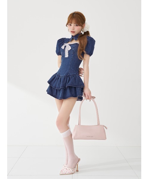 Darich（ダーリッチ） ワンピース コルセットデニムレースミニ