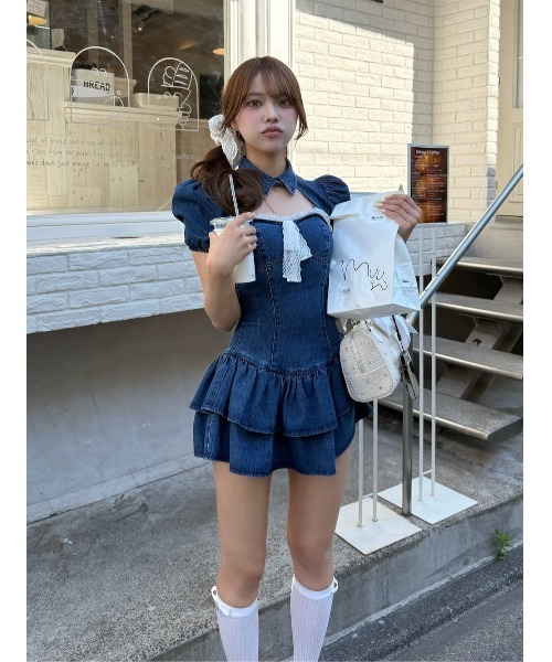 Darich（ダーリッチ） ワンピース コルセットデニムレースミニ