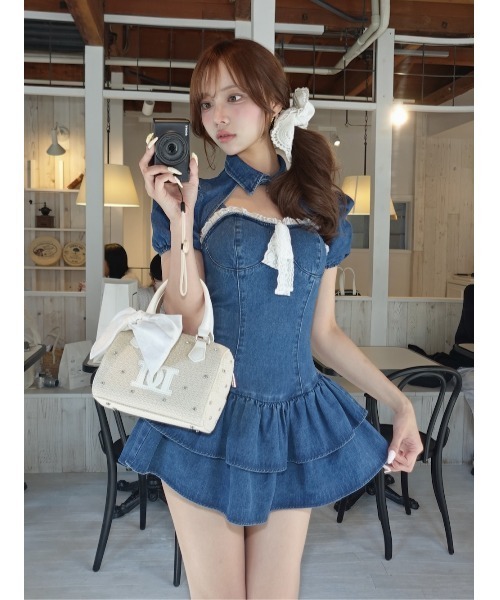 Darich（ダーリッチ） ワンピース コルセットデニムレースミニ