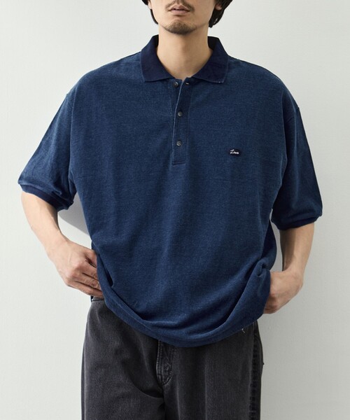 ポロシャツ 「PORTER CLASSIC/ポータークラシック」PC-006-3349-0040/BLUE/H/W INDIGO POLO SHIRTの画像