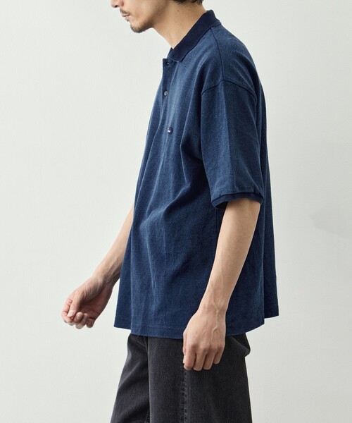 ポロシャツ 「PORTER CLASSIC/ポータークラシック」PC-006-3349-0040/BLUE/H/W INDIGO POLO SHIRTの画像