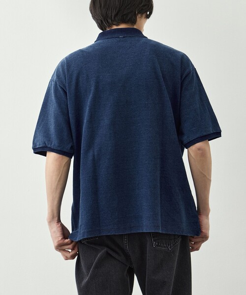 ポロシャツ 「PORTER CLASSIC/ポータークラシック」PC-006-3349-0040/BLUE/H/W INDIGO POLO SHIRTの画像