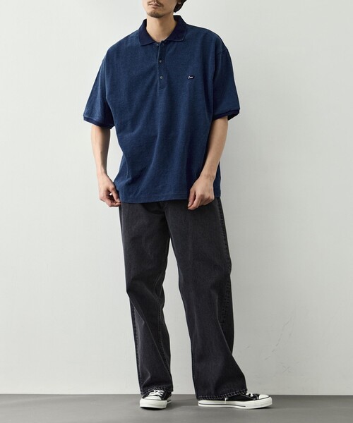 ポロシャツ 「PORTER CLASSIC/ポータークラシック」PC-006-3349-0040/BLUE/H/W INDIGO POLO SHIRTの画像