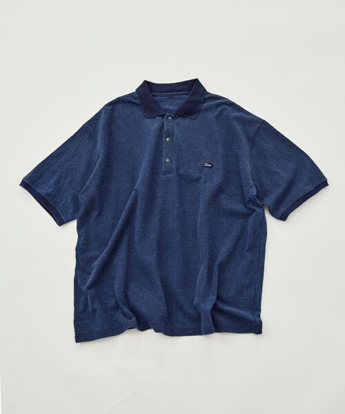 ポロシャツ 「PORTER CLASSIC/ポータークラシック」PC-006-3349-0040/BLUE/H/W INDIGO POLO SHIRTの画像