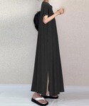 シャツワンピース サイドスリットTシャツロング...の詳細画像2