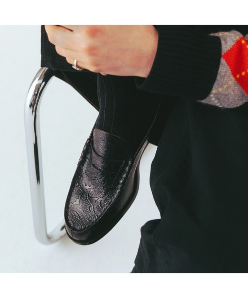 CONZ ローファー EMBOSSED LOAFERS BLACK PAISLEY THE KENFORD