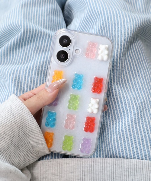 Crossi スマホケース 立体カラフルグミベアアイフォンケース
