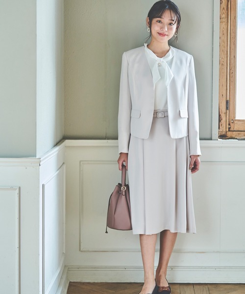 「LAISSE PASSE」 ノーカラージャケット LARGE スモークピンク レディース_画像3