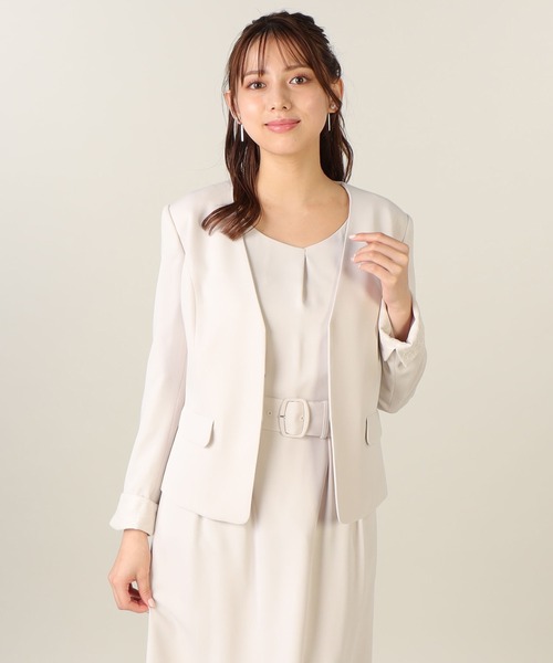 「LAISSE PASSE」 ノーカラージャケット LARGE スモークピンク レディース_画像6