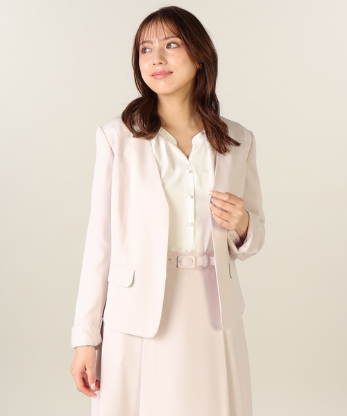 「LAISSE PASSE」 ノーカラージャケット LARGE スモークピンク レディース_画像8