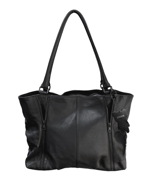 DECADE ブラックレザートートバッグ DECADE（ディケイド） クマチャーム付き トートバッグ ウォーター