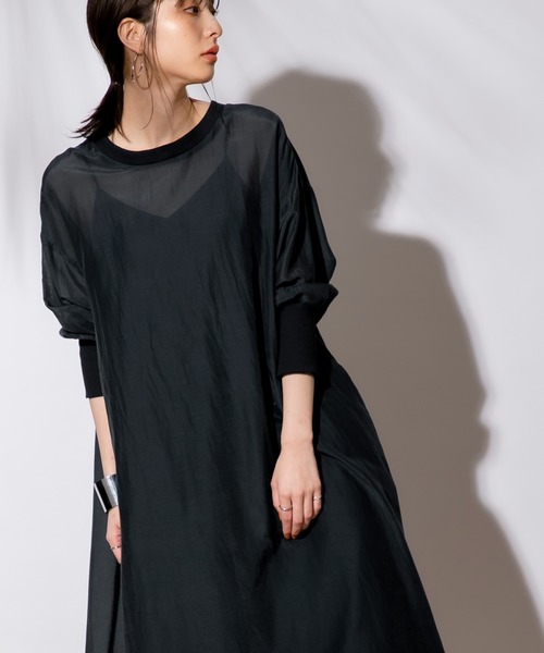 メ*イ様 コットンシルク前後2wayシアーロングワンピース コットンシルク前後2wayシアーロングワンピース（ワンピース）｜Audrey