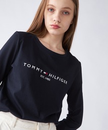 売れ筋商品|||トミーヒルフィガー Tシャツ レディース トップス SCALLOP  - Long sleeved top - black トミーヒルフィガー TOMMY HILFIGER アパレル トップス Tシャツ