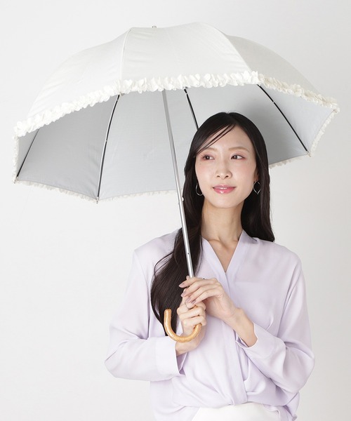 LANVIN en Bleu 日傘 傘 遮光 晴雨兼用日傘 長傘 ドビーフリル