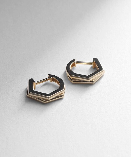 COCOSHNIK K10(YG)中折れフープピアス K10極光中折れ フープピアス（ピアス） | COCOSHNIK（ココシュ