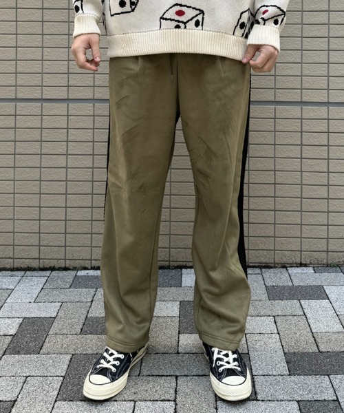 テーラーメイド:メンズ:胴囲88cm:ロゴライン 裏起毛ロングパンツ :ベージュ TIGORA（ティゴラ） メンズ ロングパンツ ストレートパンツ CORDURA(R