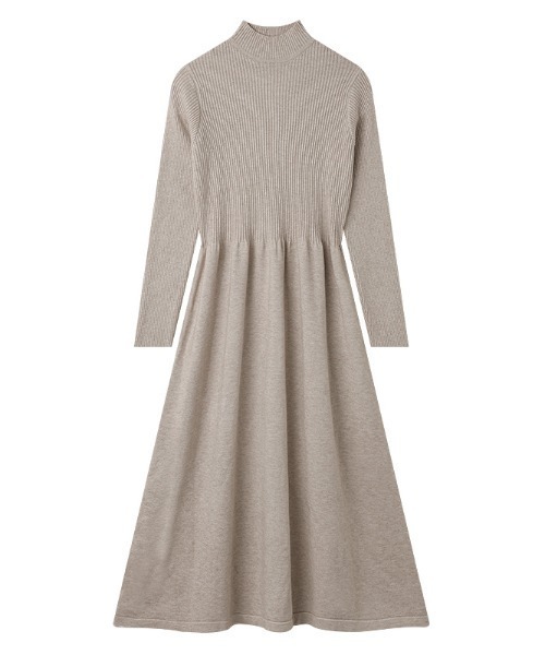 エストネーション　ハイネックウエスト切替ロングワンピース美品 COCOMOMO ワンピース ウエスト切り替えハイネックニットワンピース