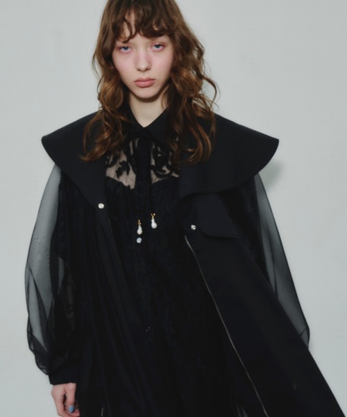 J1U by LA BELLE ETUDE コート アウター ビッグカラーシースルー