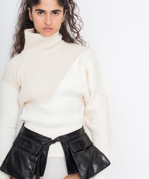 ニット セーター Patchwork Asymmetry Top レディース