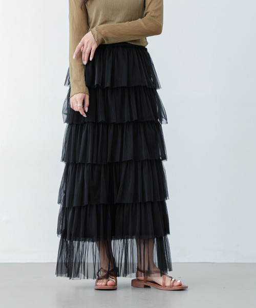 スカート 段々ティアードラメチュールスカート レディース : 82019736  