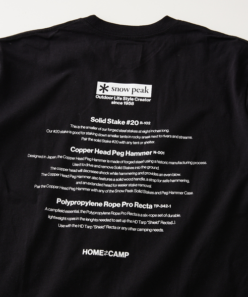 ★Solid Homme★ ブラック Snow Mountain バックロゴ Tシャツ snow peak tシャツ 「SNOW PEAK / スノーピーク」別注 Camp tour