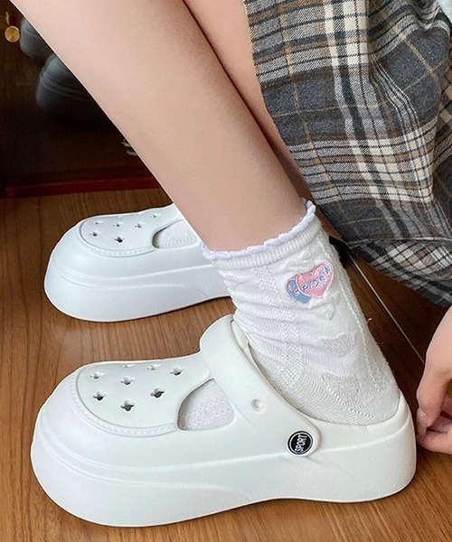 【超美品】 fitfit 25cm 3E パンチングサンダル 厚底パンプス インコルジェ サンダル レディース 本革 日本製 斜めストラップ