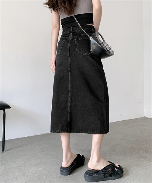 FREE STYLISTS スカート フロントスリットデニムスカート