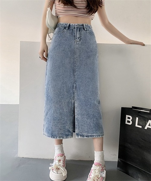 FREE STYLISTS スカート フロントスリットデニムスカート