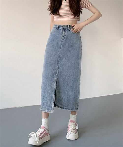 FREE STYLISTS スカート フロントスリットデニムスカート