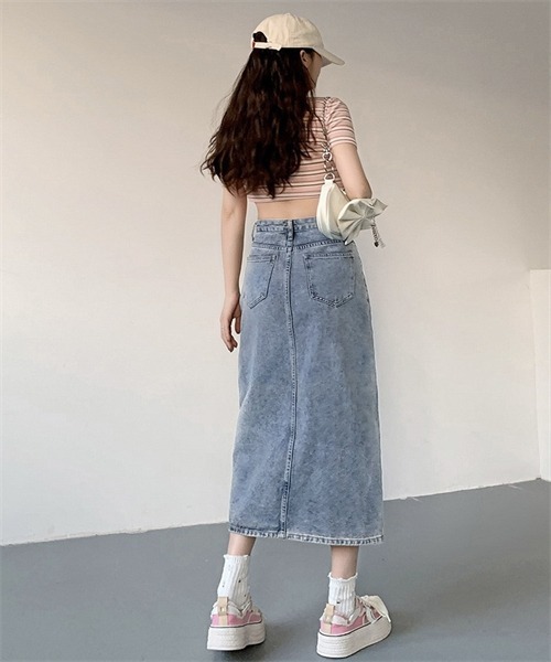 FREE STYLISTS スカート フロントスリットデニムスカート
