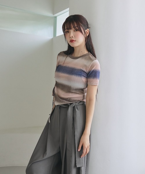 nemne tシャツ 「unnome」グラデーションギャザーTシャツ