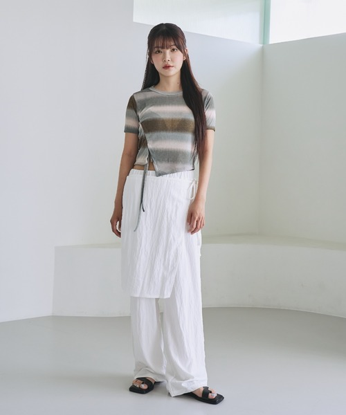 tシャツ 「unnome」グラデーションギャザーTシャツ レディース nemne tシャツ 「unnome」グラデーションギャザーTシャツ