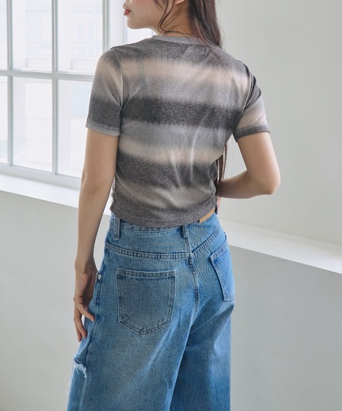 tシャツ 「unnome」グラデーションギャザーTシャツ レディース nemne tシャツ 「unnome」グラデーションギャザーTシャツ