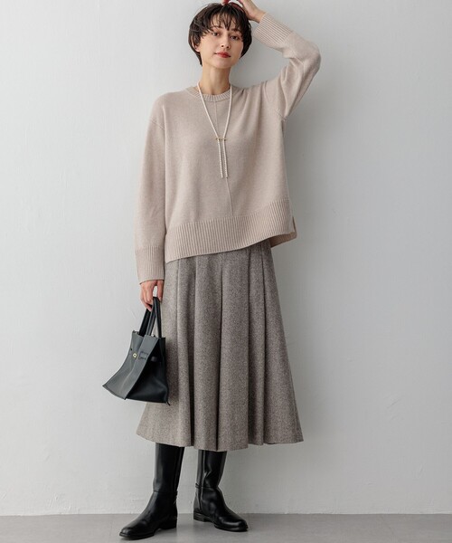 ニット セーター 「洗える」カシミヤブレンド クルーネック レディース
