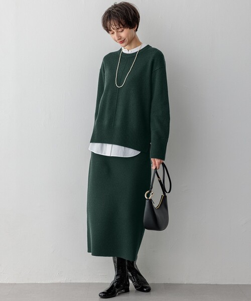 ニット セーター 「洗える」カシミヤブレンド クルーネック レディース