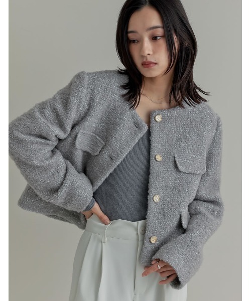 【XL】美品✨23区ネイビーツイードジャケットリボン↔︎ボタン切替可 卒入服 23区】特別な日を飾るセレモニースタイル | ONWARD CROSSET