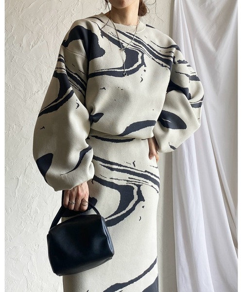 She's Closet ニット セーター マーブルニュアンス柄長袖