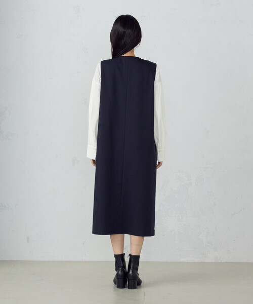 コムサイズム（COMME CA ISM）/【セットアップ対応】　杢調　ロングジレワンピース COMME CA ISM（コムサイズム） ワンピース 「セットアップ対応」 杢調