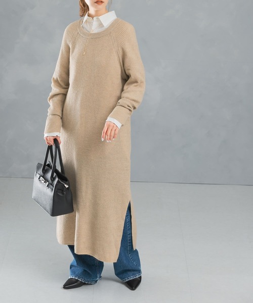 ワンピース ヤク混サイドスリット畦ニットワンピース : ZOZOTOWN Yahoo
