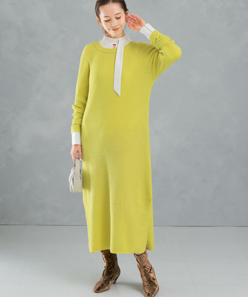 ワンピース ヤク混サイドスリット畦ニットワンピース : ZOZOTOWN Yahoo