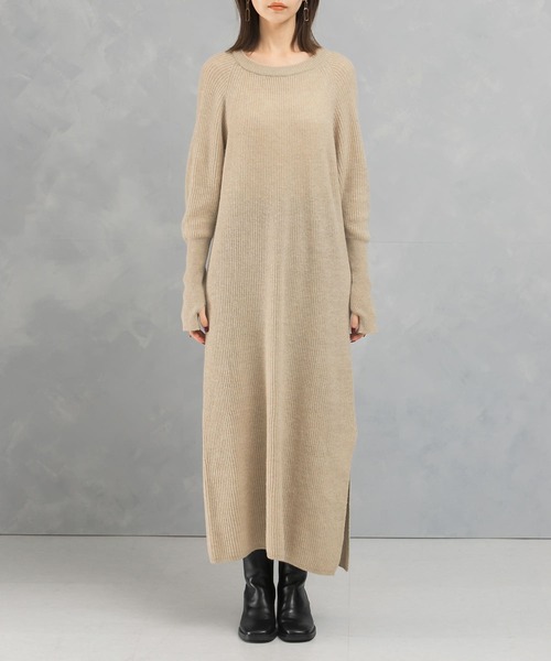 ワンピース ヤク混サイドスリット畦ニットワンピース : ZOZOTOWN Yahoo