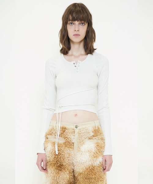 tシャツ CUT OUT LONG SLEEVE TOP レディース