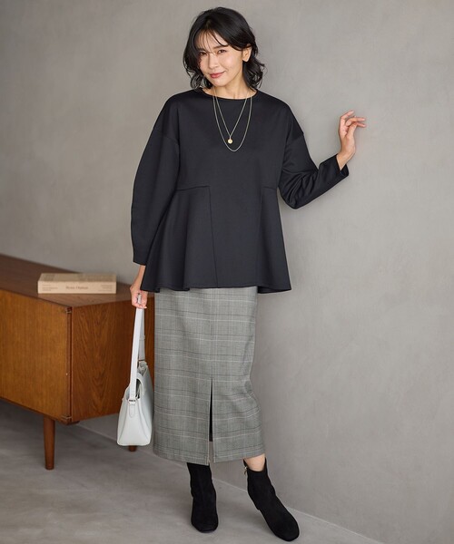 ANY（エニィ） スカート 「手洗い可/ウエストゴム/裏起毛」チェック