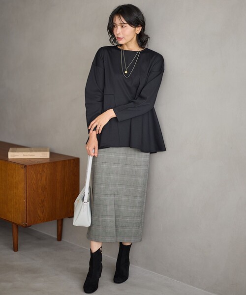 ANY（エニィ） スカート 「手洗い可/ウエストゴム/裏起毛」チェック