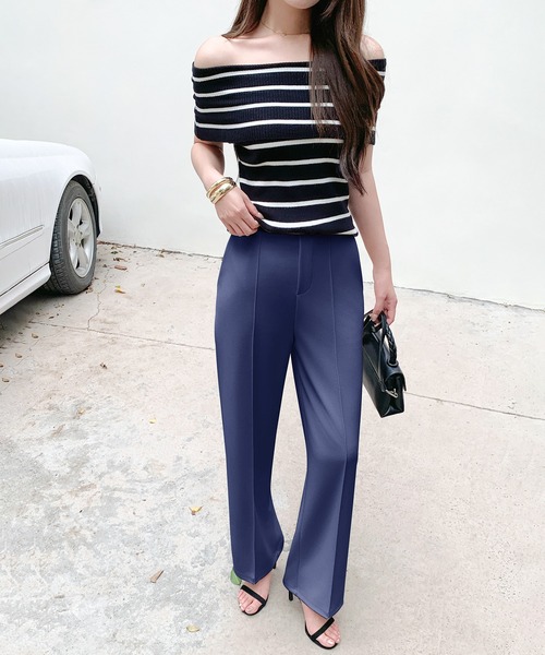 パンツ 「選べる丈・タイプ」ストレッチセンタープレスパンツ