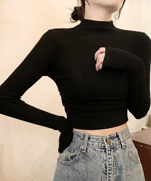 Kuroba tシャツ クロップド丈ハイネックトップス レディース