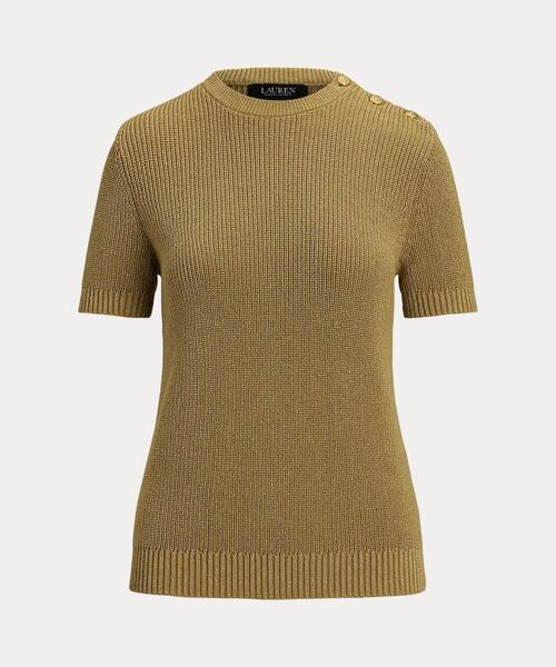 ニット セーター メタリック リブド ショートスリーブ セーター レディース LAUREN RALPH ニット セーター メタリック リブド ショート