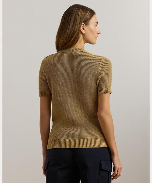 ニット セーター メタリック リブド ショートスリーブ セーター レディース LAUREN RALPH ニット セーター メタリック リブド ショート