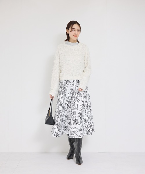 ニット セーター 「洗える」チュールハナモールツイードニット レディース ROPE' ニット セーター 「洗える」チュールハナモールツイード